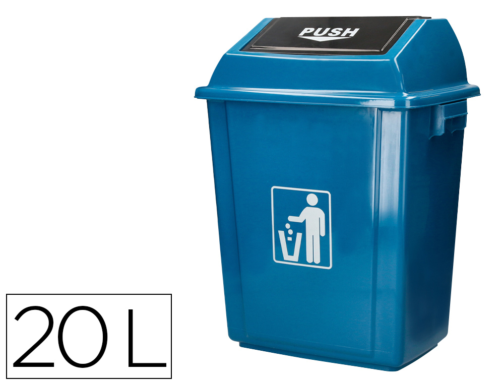 PAPELERA CONTENEDOR Q-CONNECT PLASTICO CON TAPA DE BALANCIN 20 LITROS 340X240X450 MM AZUL