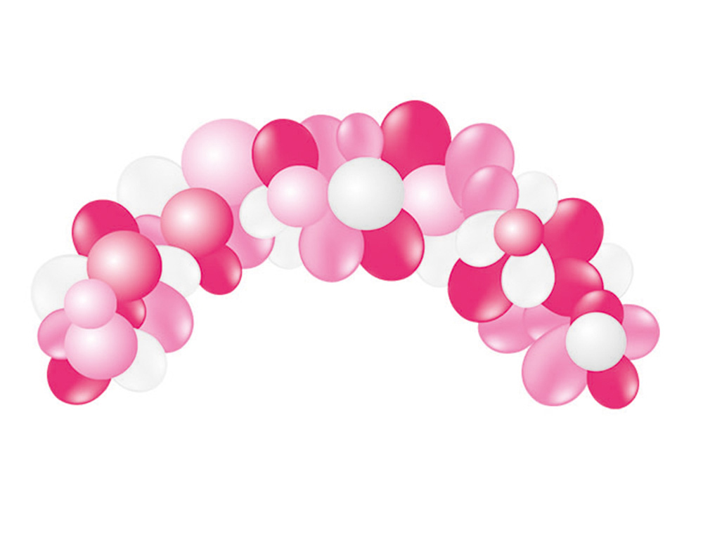 GLOBO 100% LATEX BIODEGRADABLE GUINARLDA ARCO BABY PINK 55 UNIDADES COLORES PASTEL