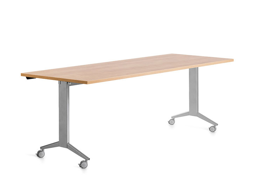 MESA ROCADA 2003FD08 CON TABLERO ABATIBLE COLOR GRIS/ROBLE 180X80 CM