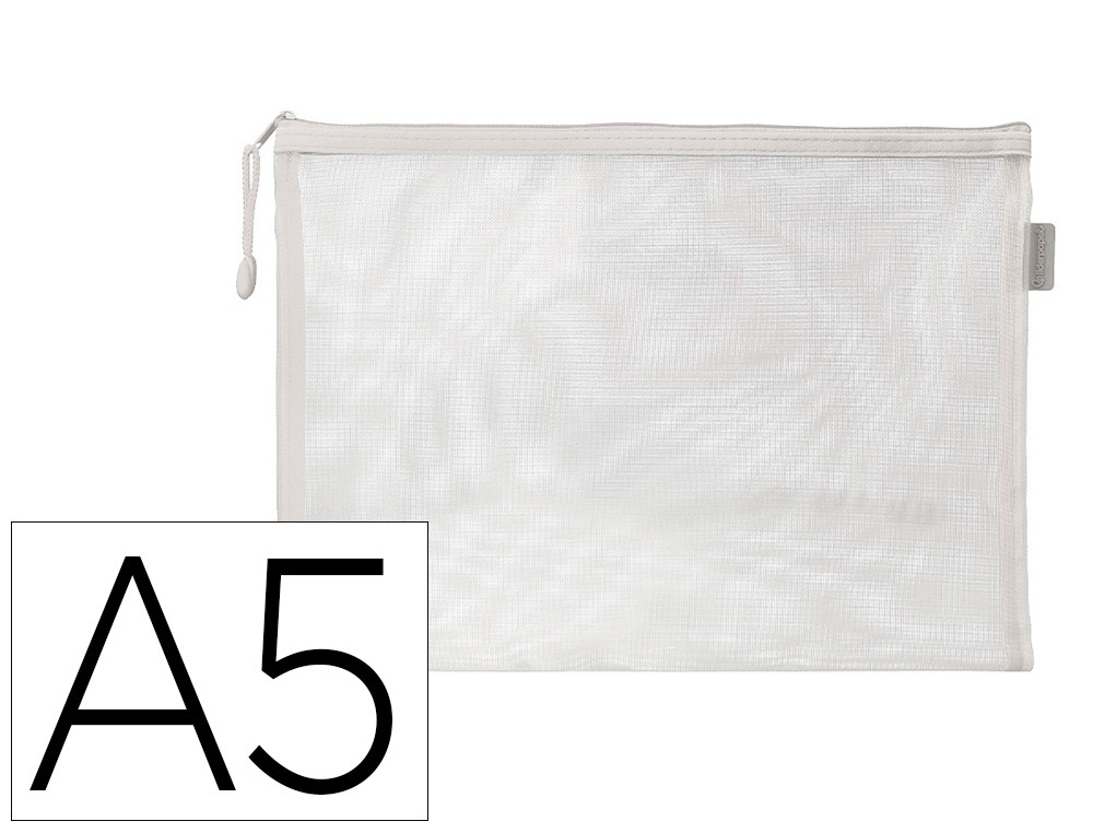 BOLSA ZIPPER BAG LIDERPAPEL POLIESTER TRANSPIRABLE MULTIUSOS DIN A5 BLANCO