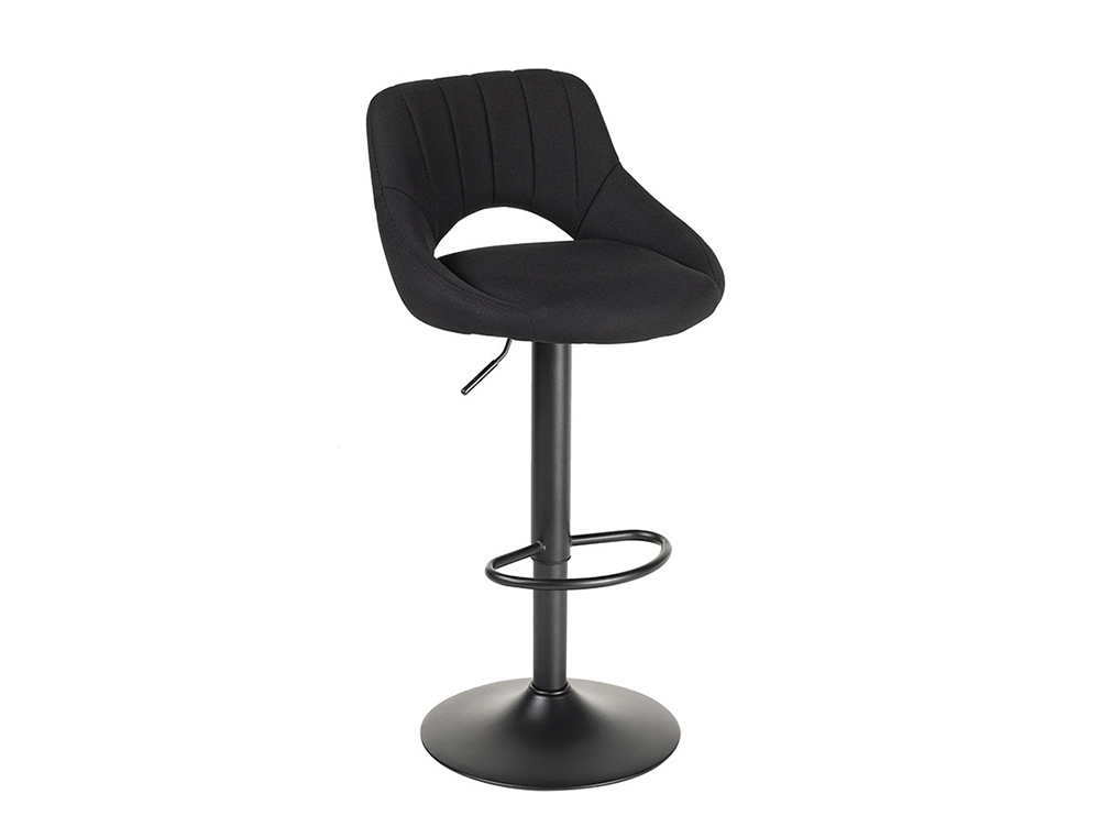 TABURETE ALTO ROCADA CON ASIENTO Y RESPALDO BAJO TAPIZADO TELA IGNIFUGA BASE METALICA CON REPOSAPIES COLOR