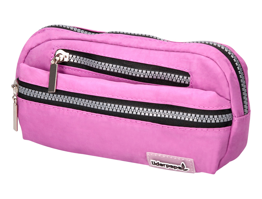 ESTUCHE PORTATODO LIDERPAPEL OVALADO 3 BOLSILLOS VIOLETA PASTEL 195X40X100 MM