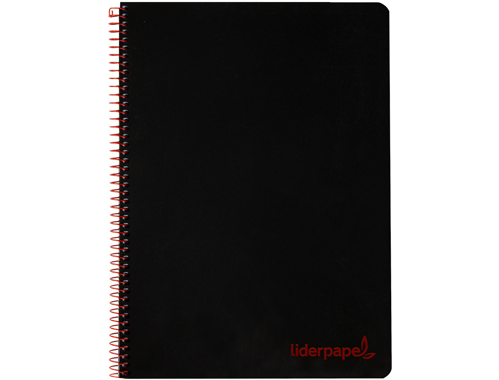 CUADERNO ESPIRAL LIDERPAPEL A5 MICRO WONDER TAPA PLASTICO 120H 90G CUADRO 5MM 5 BANDAS 6 TALADROS COLOR NEGRO