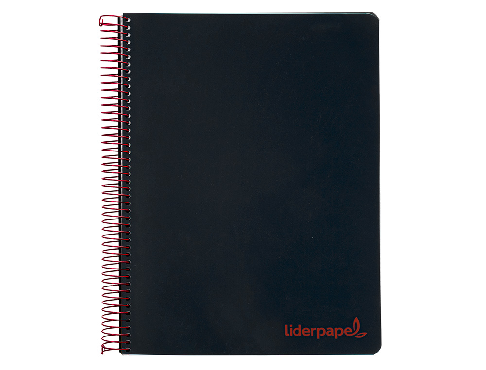 CUADERNO ESPIRAL LIDERPAPEL A5 MICRO WONDER TAPA PLASTICO 120H 90G CUADRO 5MM 5 BANDAS 6 TALADROS COLOR NEGRO