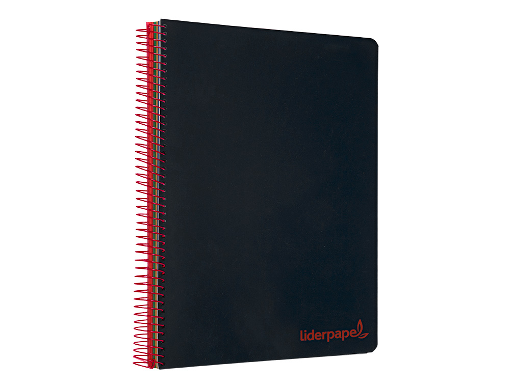 CUADERNO ESPIRAL LIDERPAPEL A5 MICRO WONDER TAPA PLASTICO 120H 90G CUADRO 5MM 5 BANDAS 6 TALADROS COLOR NEGRO