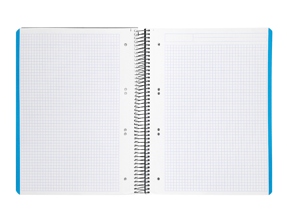 CUADERNO ESPIRAL LIDERPAPEL A5 MICRO WONDER TAPA PLASTICO 120H 90G CUADRO 5MM 5 BANDAS 6 TALADROS COLOR NEGRO