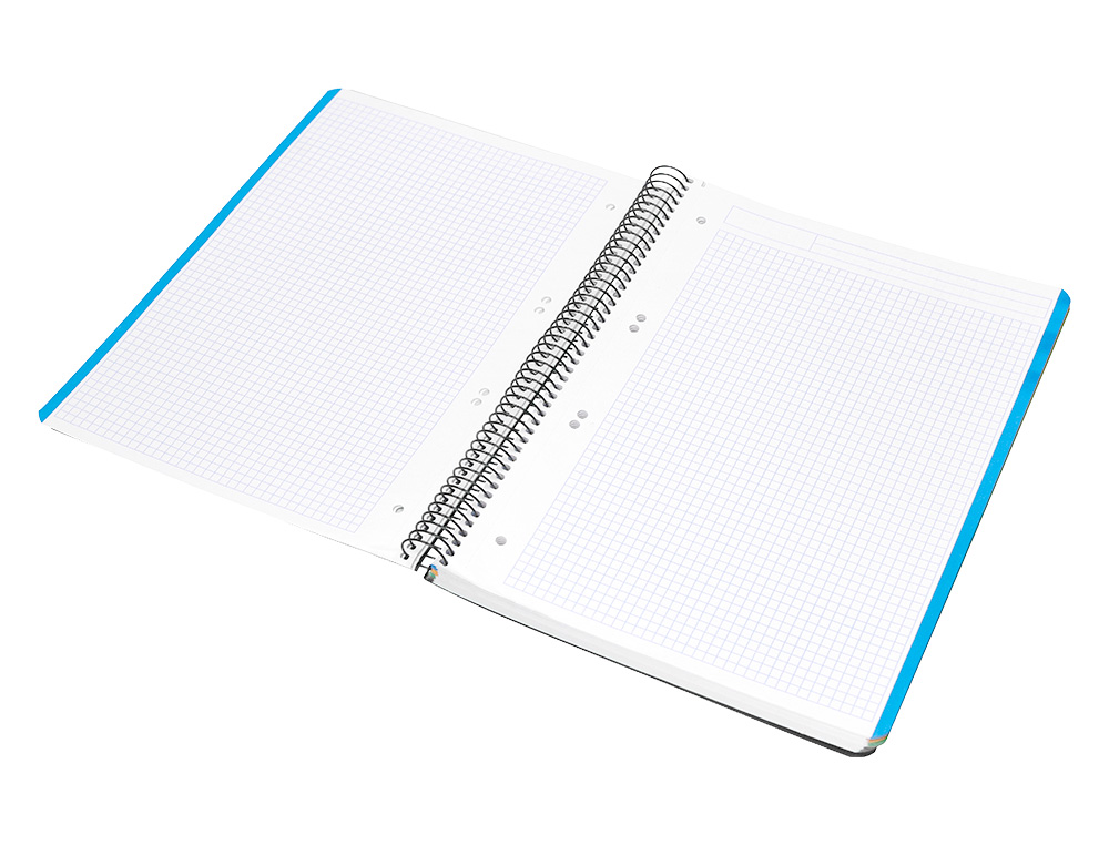 CUADERNO ESPIRAL LIDERPAPEL A5 MICRO WONDER TAPA PLASTICO 120H 90G CUADRO 5MM 5 BANDAS 6 TALADROS COLOR NEGRO