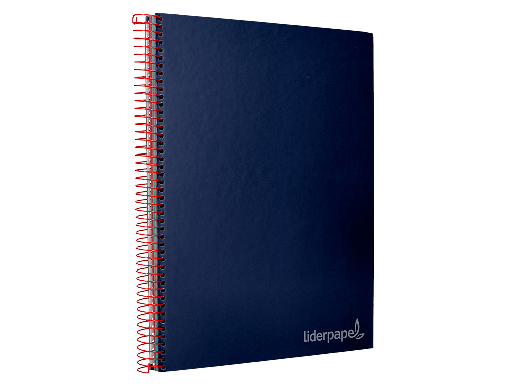 CUADERNO ESPIRAL LIDERPAPEL A4 MICRO JOLLY TAPA FORRADA 140H 75GR CUADRO 5MM 5 BANDAS 4 TALADROS COLOR AZUL