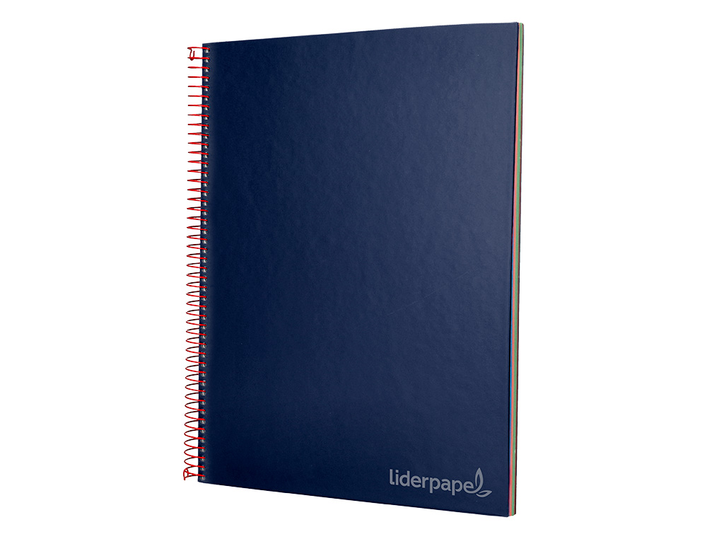 CUADERNO ESPIRAL LIDERPAPEL A4 MICRO JOLLY TAPA FORRADA 140H 75GR CUADRO 5MM 5 BANDAS 4 TALADROS COLOR AZUL