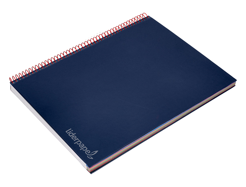 CUADERNO ESPIRAL LIDERPAPEL A4 MICRO JOLLY TAPA FORRADA 140H 75GR CUADRO 5MM 5 BANDAS 4 TALADROS COLOR AZUL