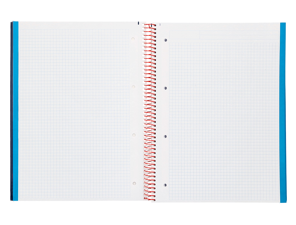 CUADERNO ESPIRAL LIDERPAPEL A4 MICRO JOLLY TAPA FORRADA 140H 75GR CUADRO 5MM 5 BANDAS 4 TALADROS COLOR AZUL