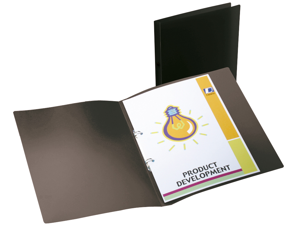 CARPETA LIDERPAPEL 2 ANILLAS MIXTAS MINI 15 MM POLIPROPILENO DIN A4 NEGRO OPACO