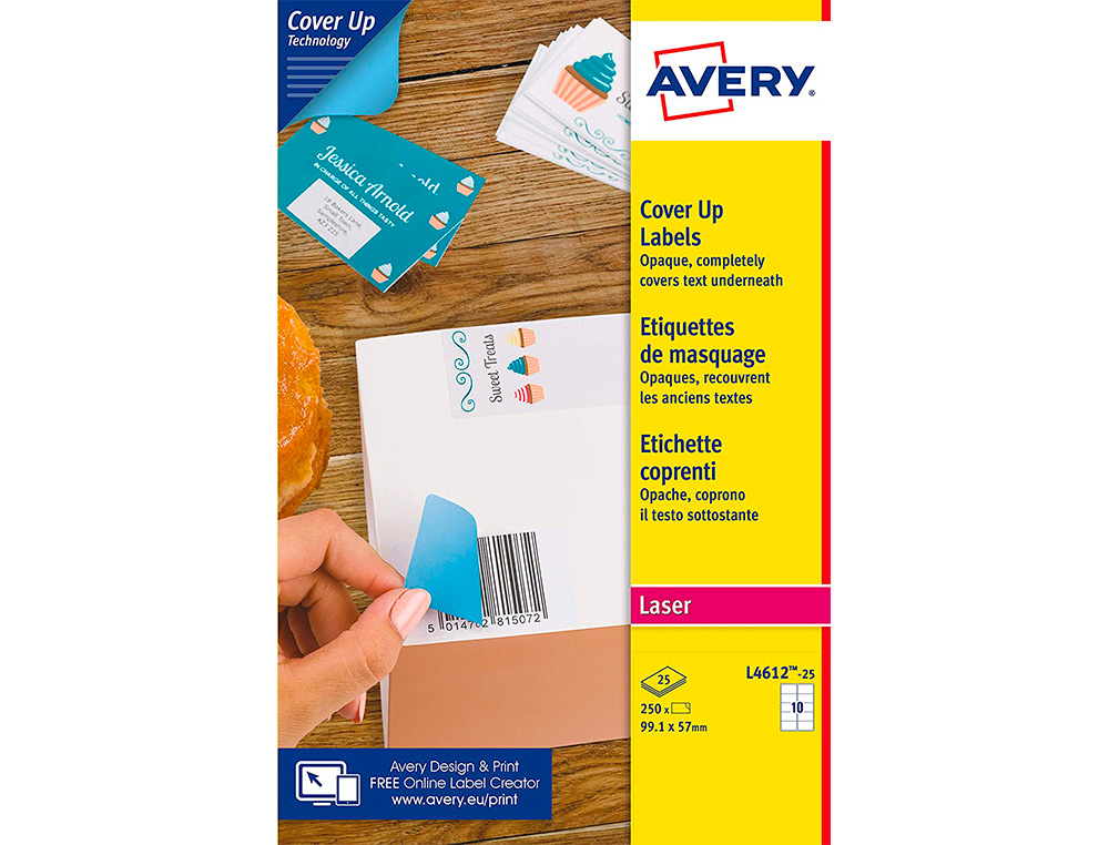 ETIQUETA ADHESIVA AVERY PERMANENTE PARA IMPRESORA LASER BLANCA 99,1X57 MM CAJA DE 250 UNIDADES