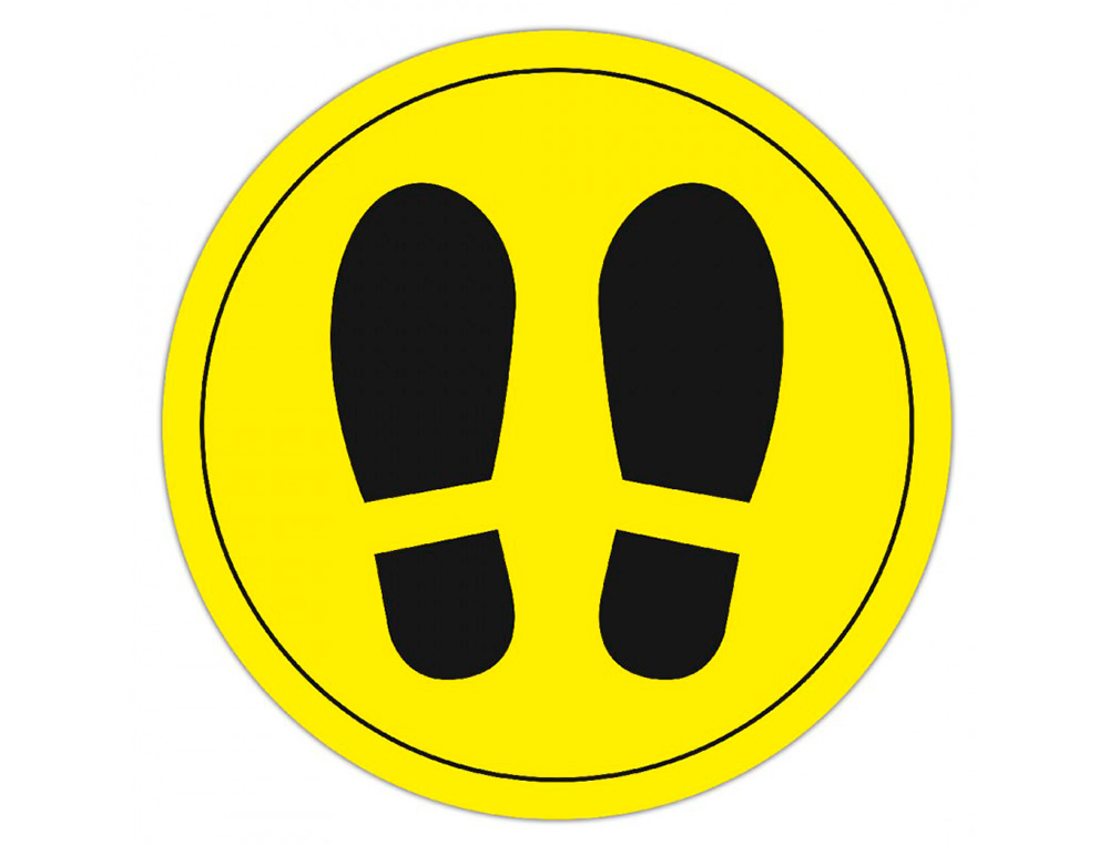 CIRCULO DE SEALIZACION ADHESIVO APLI PARA SUELO PVC 100 MC PIES COLOR AMARILLO/NEGRO DIAMETRO 30 CM