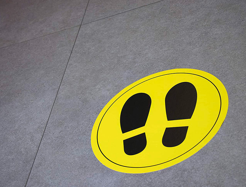 CIRCULO DE SEALIZACION ADHESIVO APLI PARA SUELO PVC 100 MC PIES COLOR AMARILLO/NEGRO DIAMETRO 30 CM