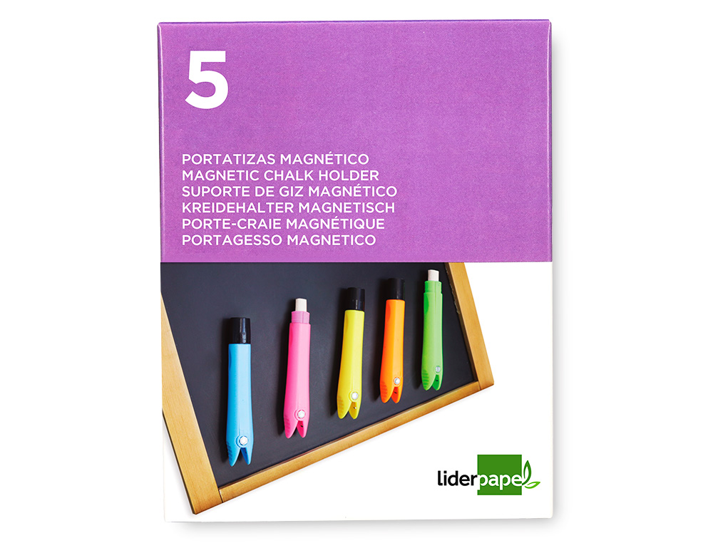 PORTATIZAS PLASTICO LIDERPAPEL MAGNETICO COLORES SURTIDOS CAJA DE 5 UNIDADES