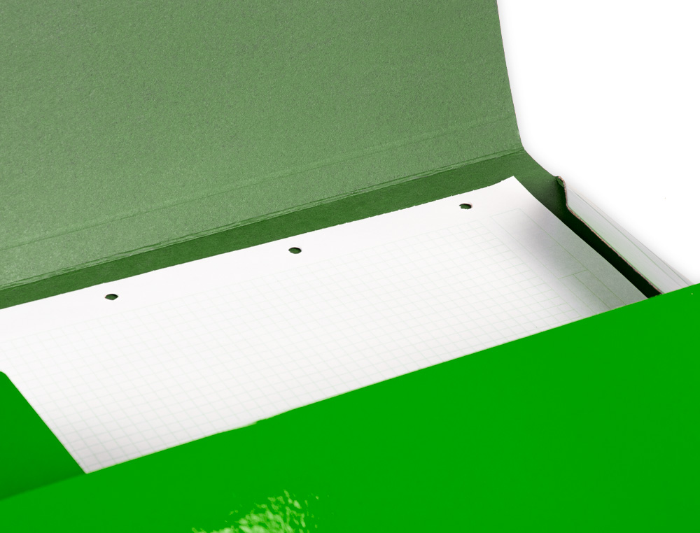 CARPETA LIDERPAPEL GOMAS TRES SOLAPAS CARTON PLASTIFICADO FOLIO COLOR VERDE