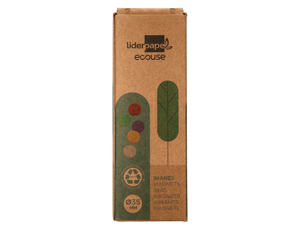 IMAN PARA SUJECION LIDERPAPEL ECOUSE PP RECICLADO PARA PIZARRA MAGNETICA 35 MM CAJA DE 10 UNIDADES