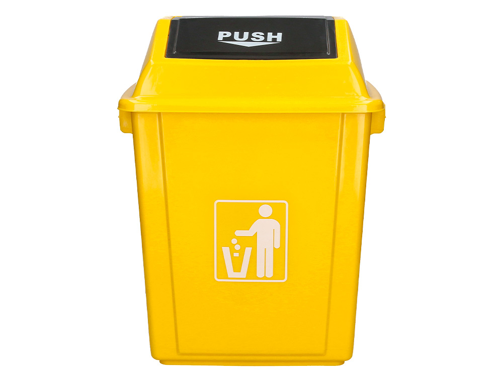 PAPELERA CONTENEDOR Q-CONNECT PLASTICO CON TAPA DE BALANCIN 20 LITROS 340X240X450 MM AMARILLO