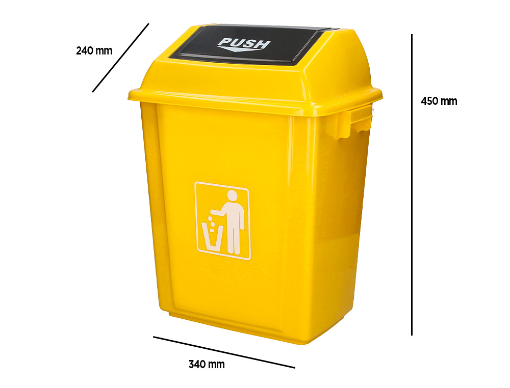 PAPELERA CONTENEDOR Q-CONNECT PLASTICO CON TAPA DE BALANCIN 20 LITROS 340X240X450 MM AMARILLO