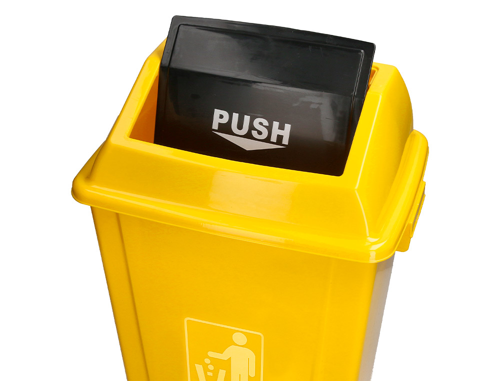 PAPELERA CONTENEDOR Q-CONNECT PLASTICO CON TAPA DE BALANCIN 20 LITROS 340X240X450 MM AMARILLO