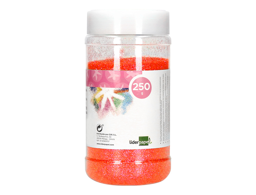 PURPURINA LIDERPAPEL FANTASIA COLOR METALICO NARANJA PASTEL BOTE DE 250 GR