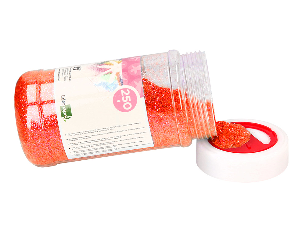 PURPURINA LIDERPAPEL FANTASIA COLOR METALICO NARANJA PASTEL BOTE DE 250 GR