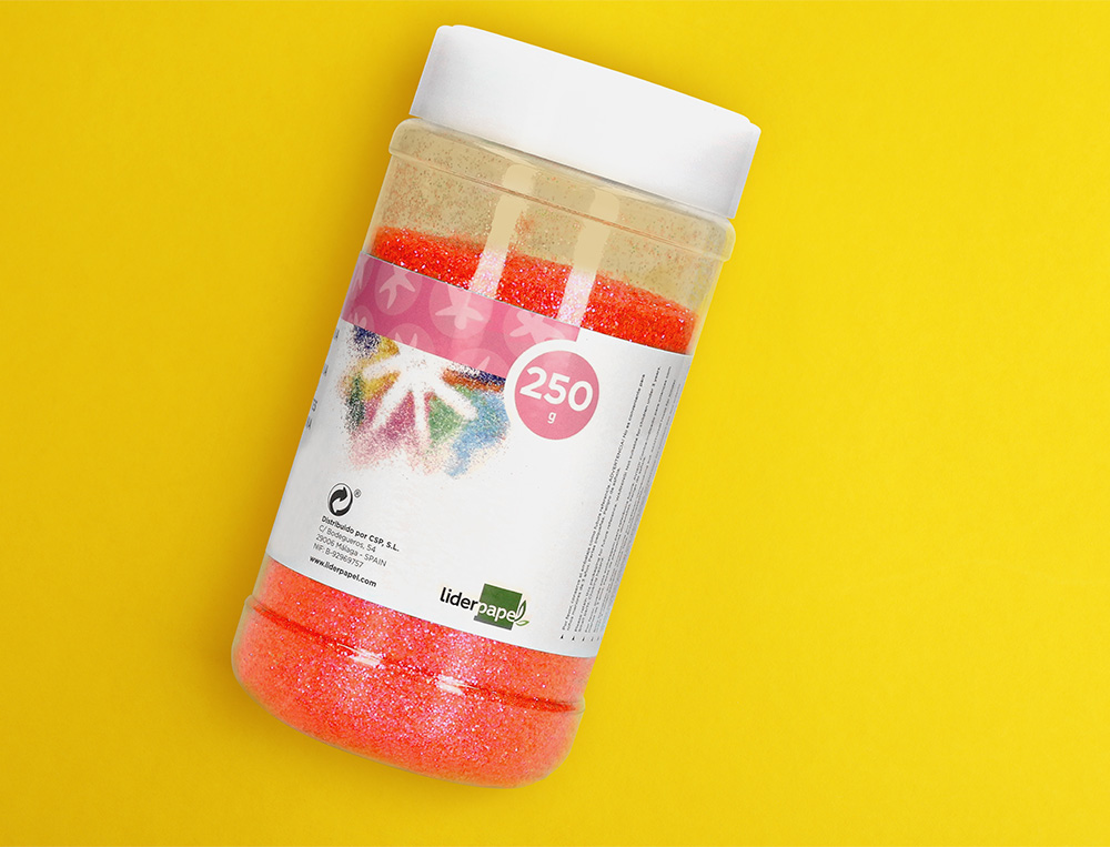 PURPURINA LIDERPAPEL FANTASIA COLOR METALICO NARANJA PASTEL BOTE DE 250 GR