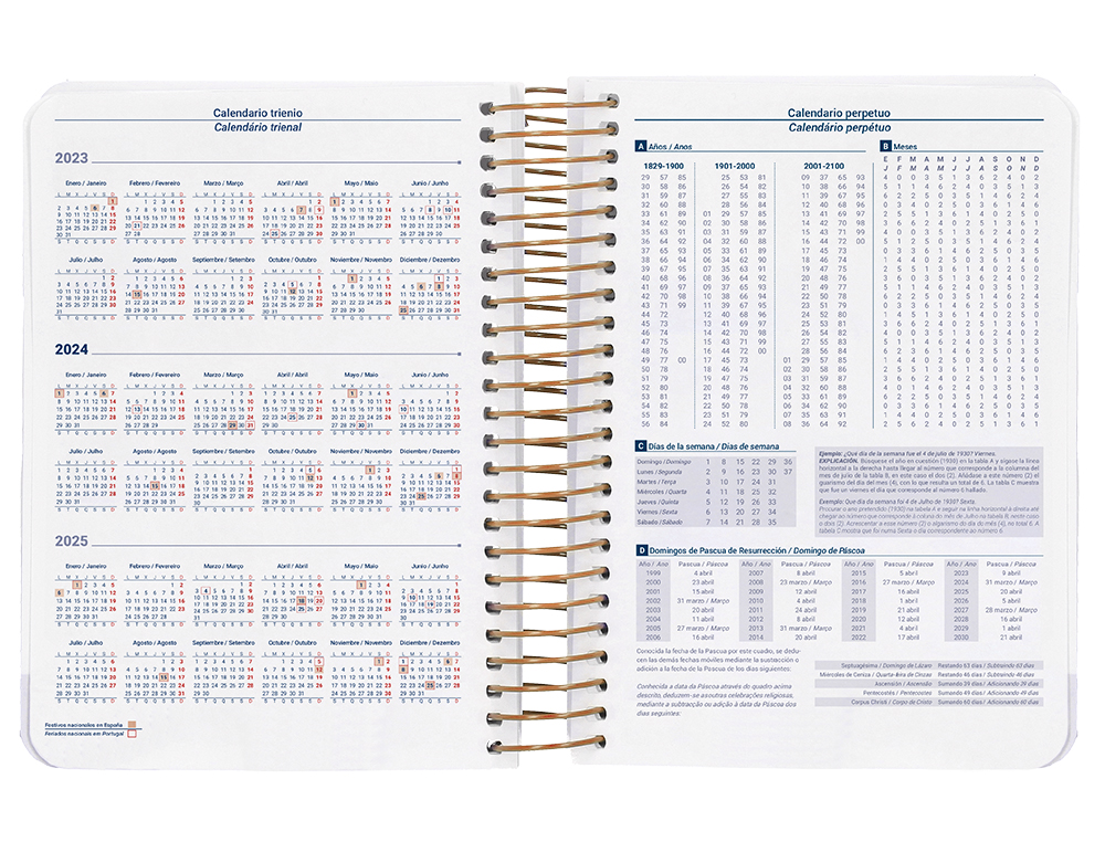 AGENDA ESPIRAL LIDERPAPEL SANTORINI 10,5X14,8 CM 2024 DIA PAGINA PAPEL 60 GR FLORES