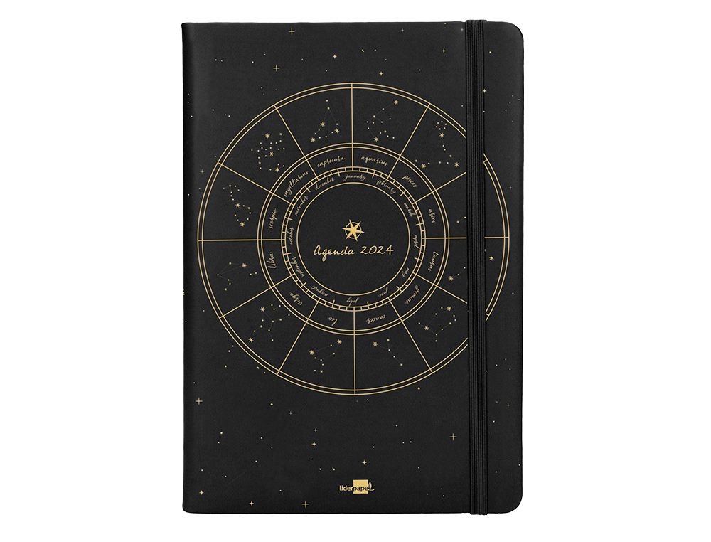 AGENDA ENCUADERNADA LIDERPAPEL EFIRA A5 2024 DIA PAGINA COLOR NEGRO PAPEL 70 GR