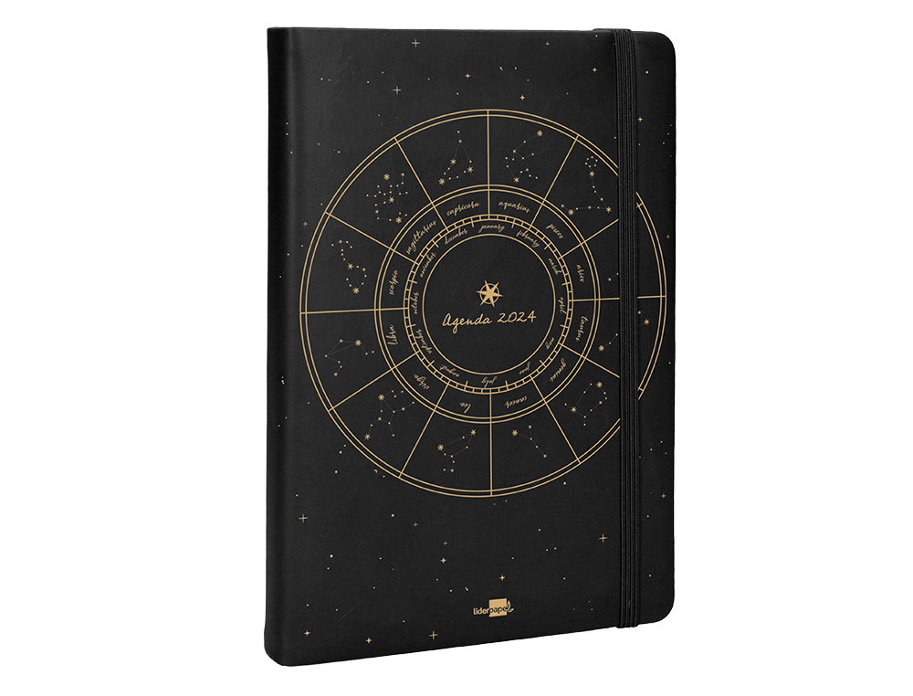 AGENDA ENCUADERNADA LIDERPAPEL EFIRA A5 2024 DIA PAGINA COLOR NEGRO PAPEL 70 GR