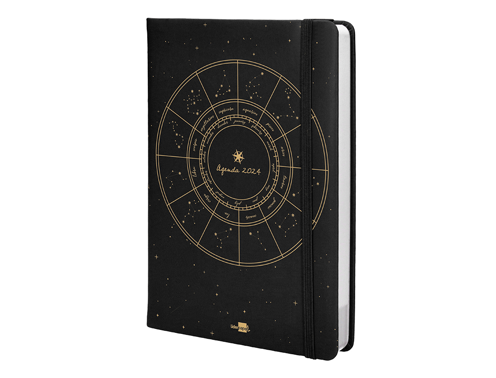 AGENDA ENCUADERNADA LIDERPAPEL EFIRA A5 2024 DIA PAGINA COLOR NEGRO PAPEL 70 GR