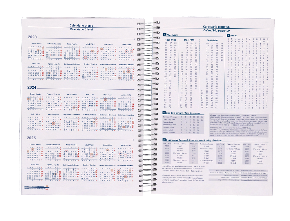 AGENDA ESPIRAL LIDERPAPEL TINOS A5 2024 SEMANA VISTA PORTADA POLIPROPILENO PERSONALIZABLE PAPEL 70 GR