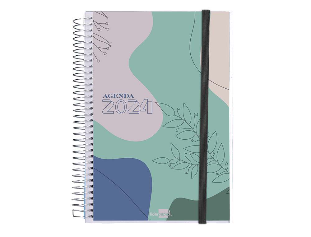 AGENDA ESPIRAL LIDERPAPEL TINOS A5 2024 SEMANA VISTA PORTADA POLIPROPILENO PERSONALIZABLE PAPEL 70 GR