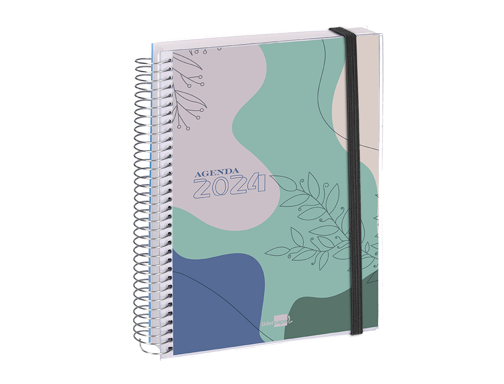 AGENDA ESPIRAL LIDERPAPEL TINOS A5 2024 SEMANA VISTA PORTADA POLIPROPILENO PERSONALIZABLE PAPEL 70 GR