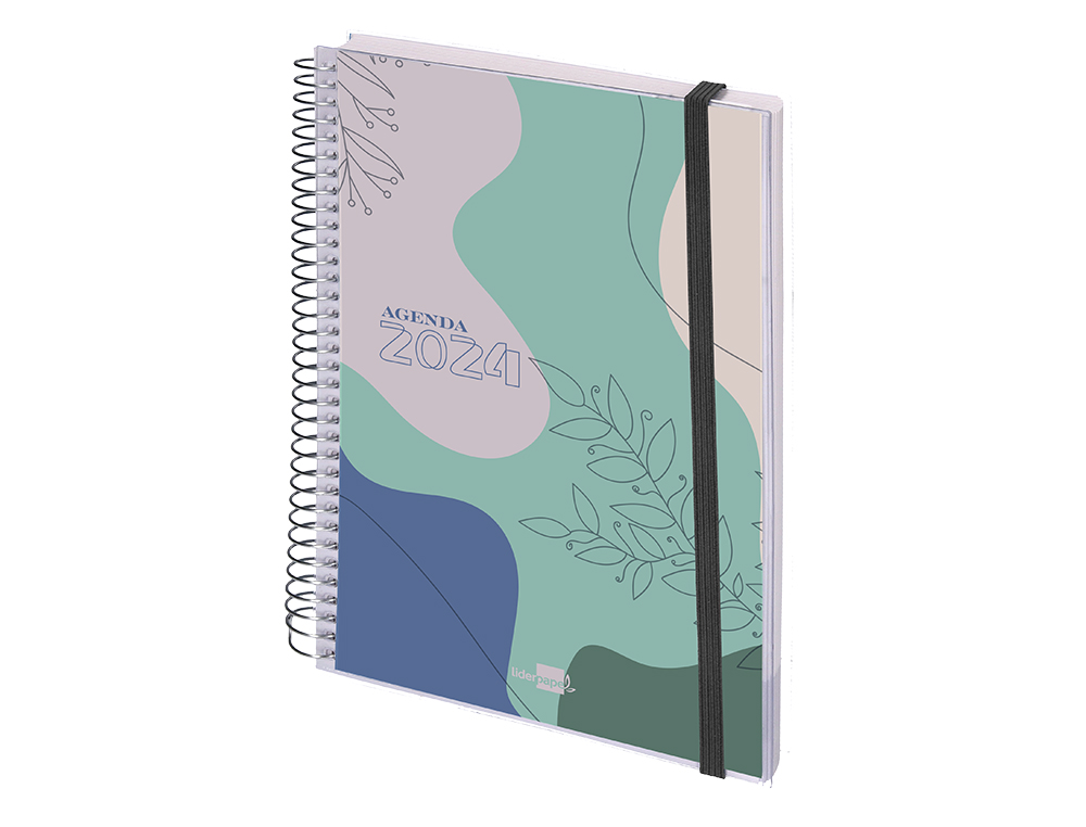 AGENDA ESPIRAL LIDERPAPEL TINOS A5 2024 SEMANA VISTA PORTADA POLIPROPILENO PERSONALIZABLE PAPEL 70 GR