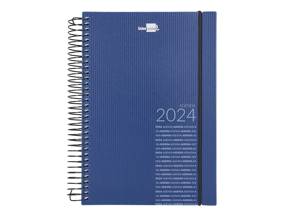 AGENDA ESPIRAL LIDERPAPEL OLBIA 15X21 CM 2024 DIA PAGINA TAPA POLIPROPILENO METALIZADO AZUL PAPEL 60 GR