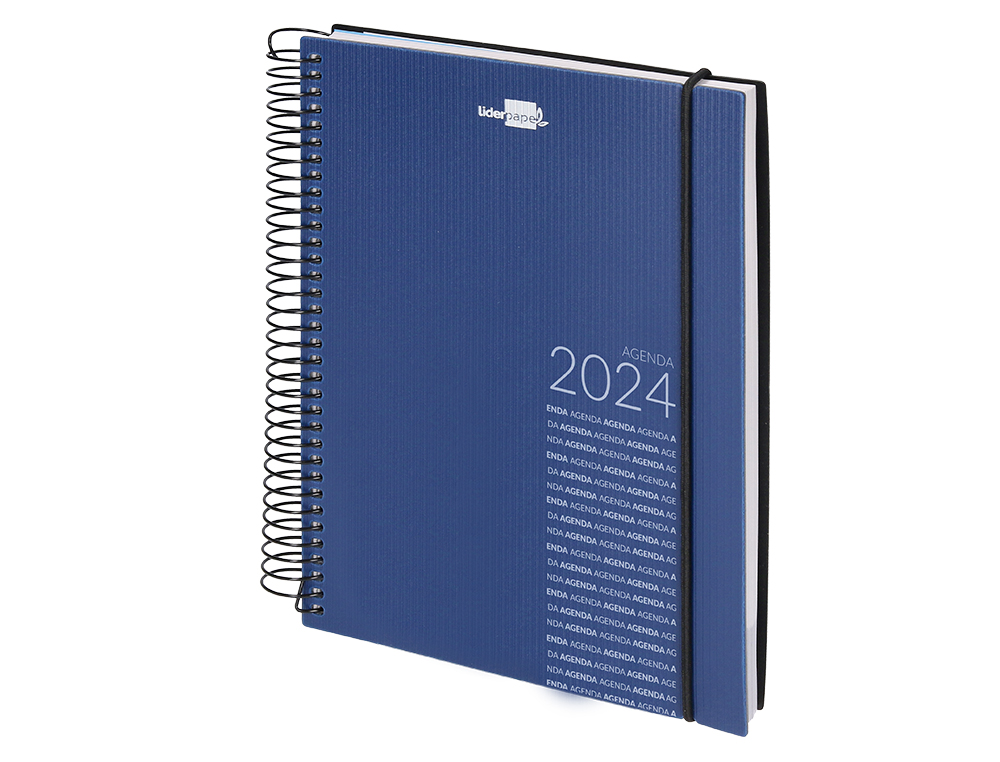 AGENDA ESPIRAL LIDERPAPEL OLBIA 15X21 CM 2024 DIA PAGINA TAPA POLIPROPILENO METALIZADO AZUL PAPEL 60 GR