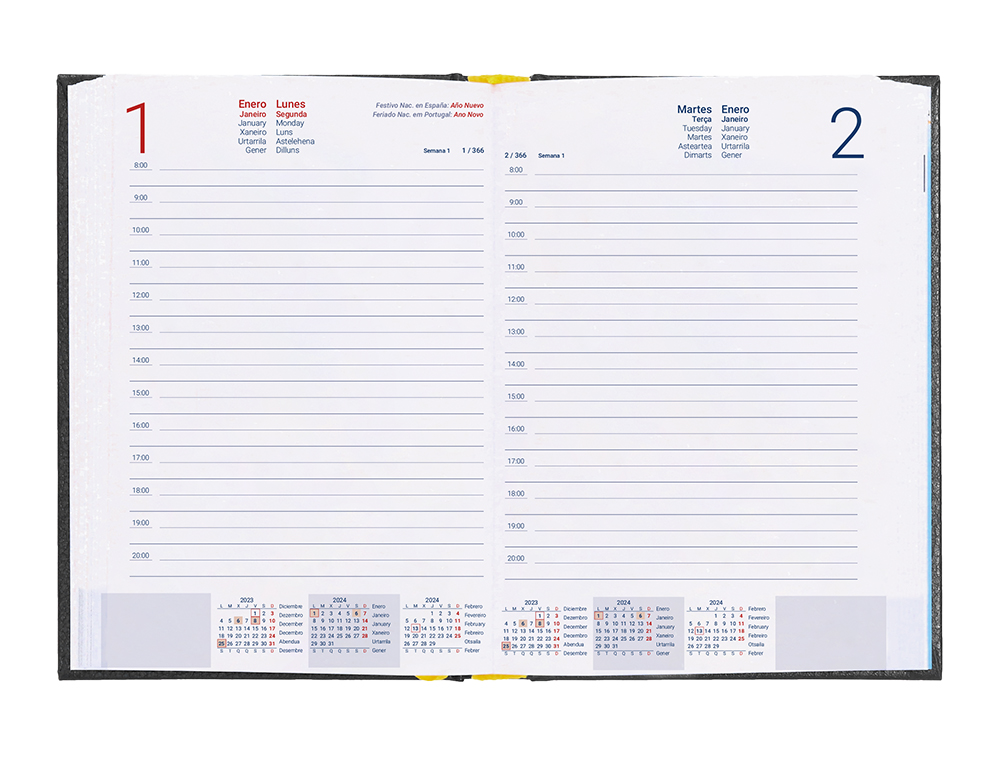 AGENDA ENCUADERNADA LIDERPAPEL CORFU 15X21 CM 2024 DIA PAGINA COLOR NEGRO PAPEL 60 GR
