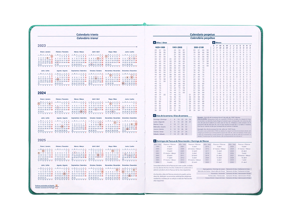 AGENDA ENCUADERNADA LIDERPAPEL KILKIS 17X24 CM 2024 DIA PAGINA COLOR TURQUESA PAPEL 70 GR