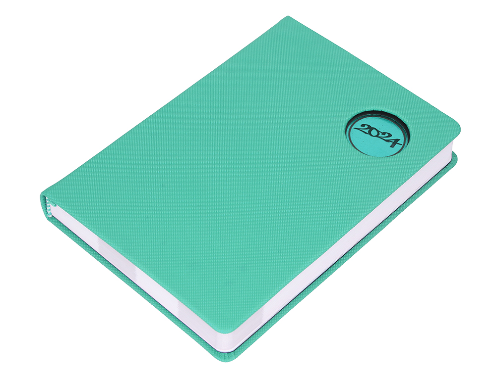AGENDA ENCUADERNADA LIDERPAPEL KILKIS 17X24 CM 2024 DIA PAGINA COLOR TURQUESA PAPEL 70 GR