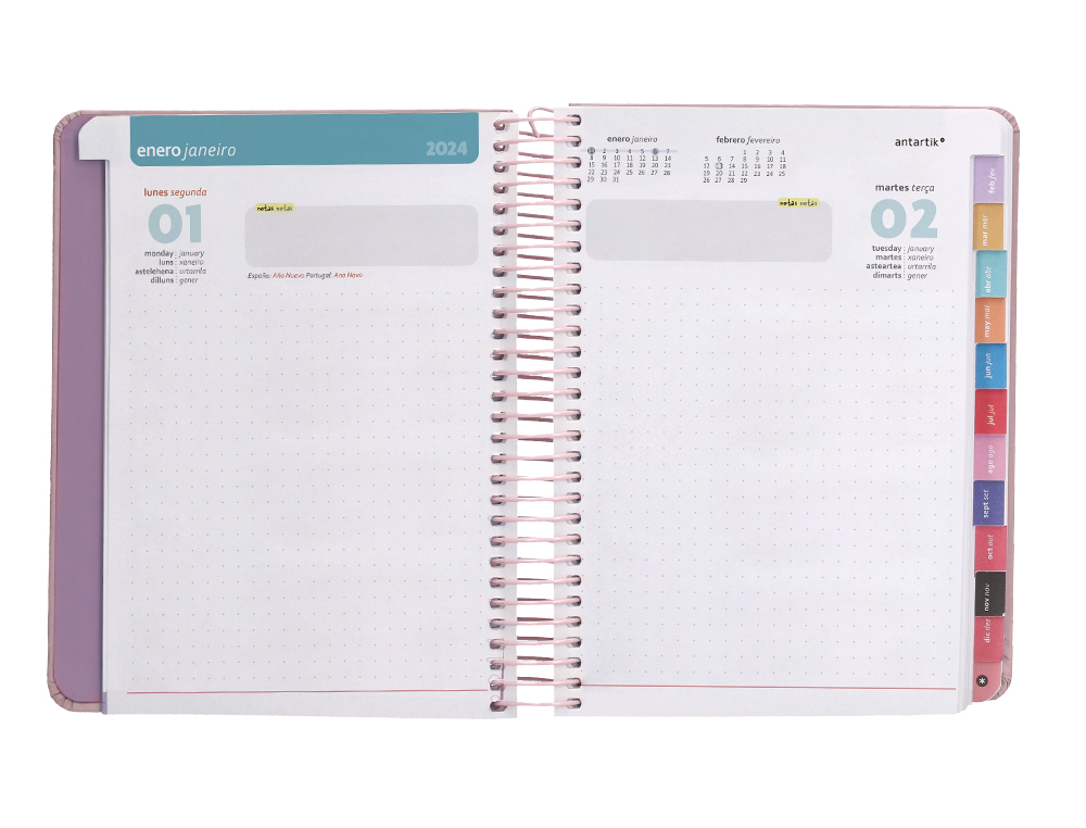 AGENDA DE OFICINA ANTARTIK A5+ 2024 DIA PAGINA 80 GR CON SOBRE Y 3 HOJAS DE PEGATINAS 165X215 MM