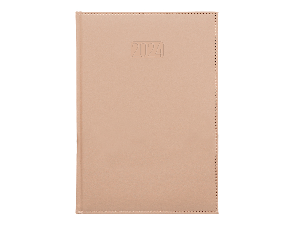 AGENDA ENCUADERNADA LIDERPAPEL CRETA 15X21 CM 2024 SEMANA VISTA COLOR NUDE PAPEL 70 GR