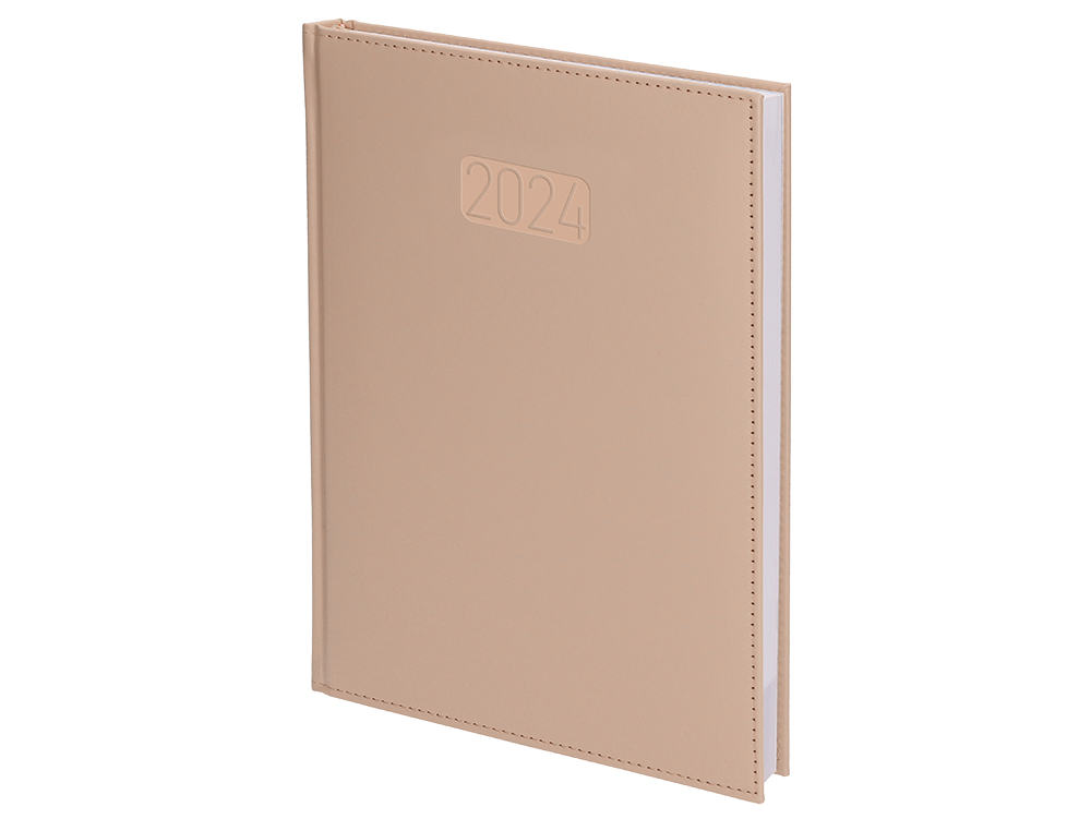 AGENDA ENCUADERNADA LIDERPAPEL CRETA 15X21 CM 2024 SEMANA VISTA COLOR NUDE PAPEL 70 GR