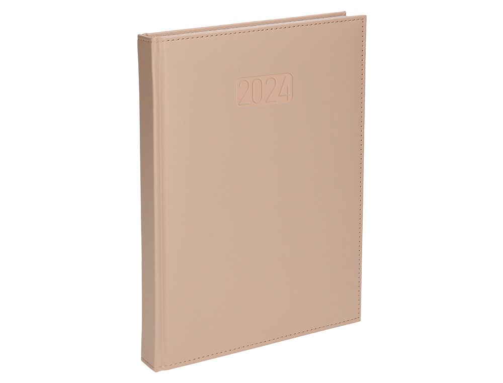 AGENDA ENCUADERNADA LIDERPAPEL CRETA 15X21 CM 2024 SEMANA VISTA COLOR NUDE PAPEL 70 GR