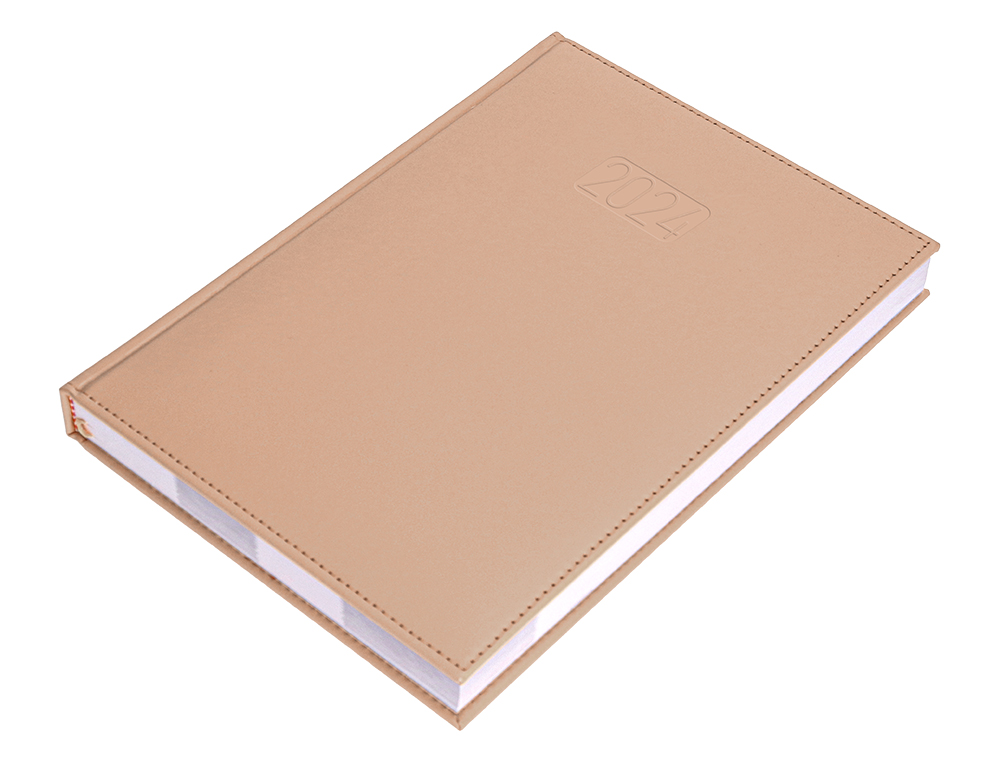 AGENDA ENCUADERNADA LIDERPAPEL CRETA 15X21 CM 2024 SEMANA VISTA COLOR NUDE PAPEL 70 GR
