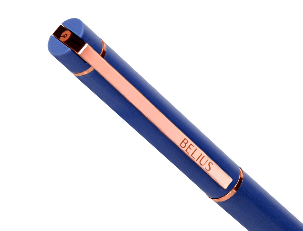 BOLIGRAFO BELIUS ROSE ALUMINIO COLOR AZUL ELECTRICO/ORO ROSA TINTA AZUL CAJA DE DISEO
