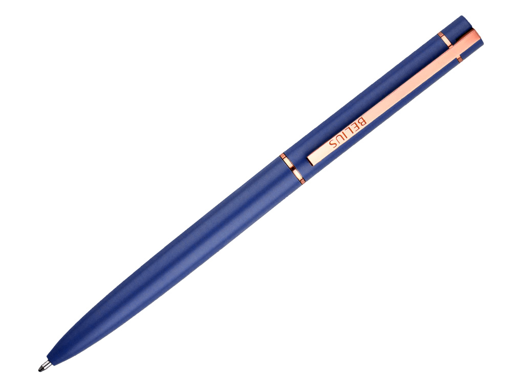 BOLIGRAFO BELIUS ROSE ALUMINIO COLOR AZUL ELECTRICO/ORO ROSA TINTA AZUL CAJA DE DISEO