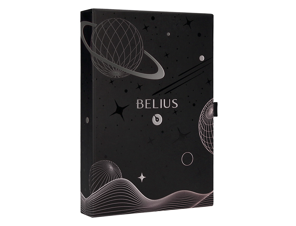 PLUMA Y FUNDA DE SIMILPIEL BELIUS SPACE B COLOR MINIMALISTA NEGRO TINTA AZUL CAJA DE DISEO