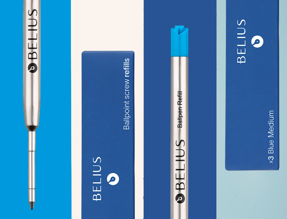 RECAMBIO BOLIGRAFO BELIUS AZUL 0,8 MM CAJA 3 UNIDADES